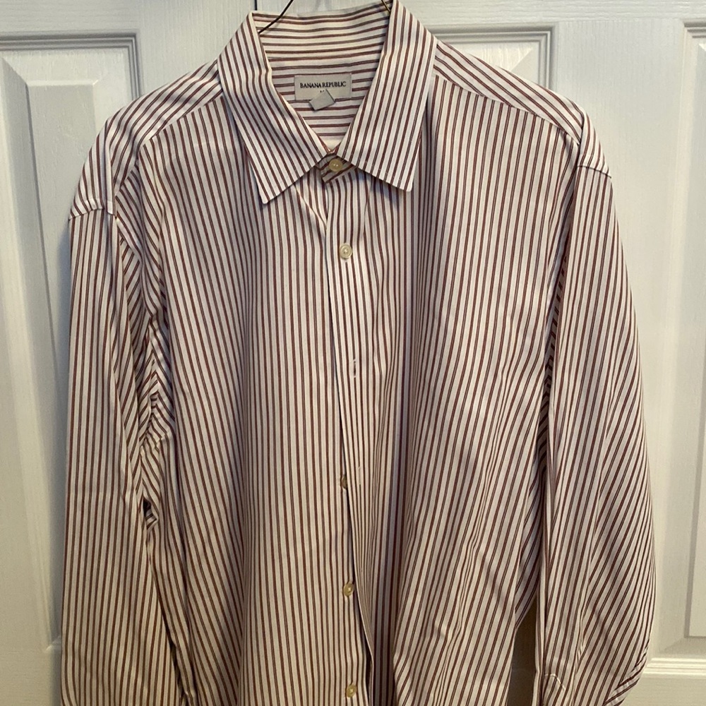 Banana Republic burgandy and white pinstripe XL